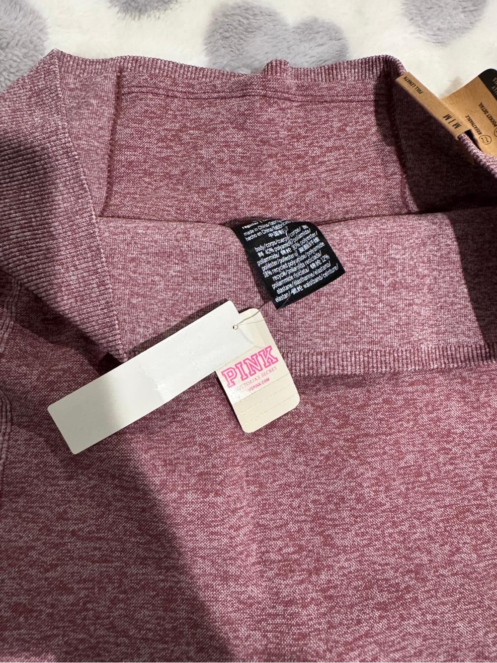 PINK Victoria's Secret Mauve Maroon High-Waist Seam Leggings - Picture 5 of 6